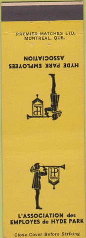 Matchbook Cover - Hyde Park Employees Assoc Montreal QC