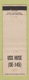 Matchbook Cover - USS Huse DE145 Military WEAR