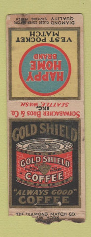 Matchbook Cover - Happy Home Brand Gold Shield Coffee DQ BOBTAIL WEAR