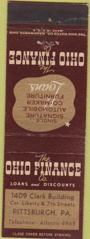 Matchbook Cover - Ohio Finance Co Pittsburgh PA