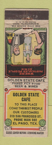 Matchbook Cover - Golden State Cafe El Paso TX WEAR