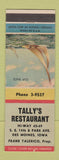 Matchbook Cover - Tally's Restaurant Des Moines IA Frank Talerico