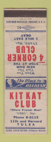 Matchbook Cover - Kit Kat Club Tulsa OK 4 Corner Club WORN