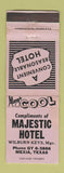 Matchbook Cover - Majestic Hotel Mexia TX WEAR