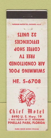 Matchbook Cover - Chief Motel Pinellas Park FL Indian WEAR
