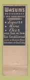 Matchbook Cover - Wasum's Detroit MI restaurant WEAR