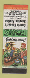 Matchbook Cover - Curvin Freeser's Service oil gas York PA Hillbilly