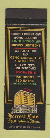 Matchbook Cover - Forrest Hotel Hattiesburg MS