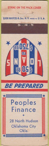 Matchbook Cover - Peoples Finance Oklahoma City OK