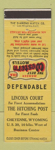 Matchbook Cover - Lincoln Court Hitching Post Cheyenne WY Best Western