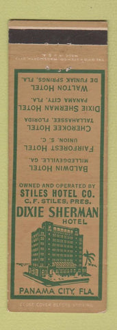 Matchbook Cover - Dixie Sherman Hotel Panama City FL