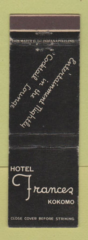 Matchbook Cover - Hotel Frances Kokomo IN