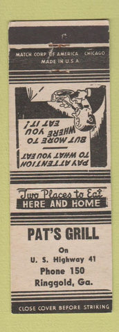 Matchbook Cover - Pat's Grill Ringgold GA