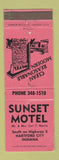 Matchbook Cover - Sunset Motel Hartford City IN WEAR