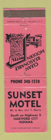 Matchbook Cover - Sunset Motel Hartford City IN WEAR