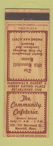 Matchbook Cover - Community Cafeteria Haverhill MA