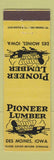 Matchbook Cover - Pioneer Lumber Des Moines IA Covered Wagon