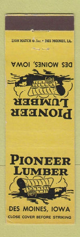Matchbook Cover - Pioneer Lumber Des Moines IA Covered Wagon