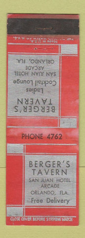 Matchbook Cover - Berger's Tavern Orlando FL WEAR