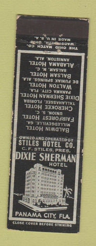 Matchbook Cover - Dixie Sherman Hotel Panama City FL