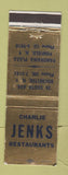 Matchbook Cover - Charlie Jenks Restaurant Rochester Penfield NY WEAR