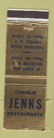 Matchbook Cover - Charlie Jenks Restaurant Rochester Penfield NY WEAR