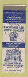 Matchbook Cover - Norwich Savings Society Norwich CT