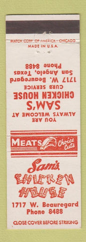 Matchbook Cover - Sam's Chicken House San Angelo TX