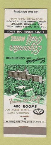 Matchbook Cover - Edgewater Gulf Hotel Edgewater Park MS
