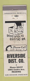 Matchbook Cover - Riverside Beer Distributor Reading PA WEAR