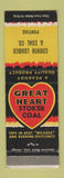 Matchbook Cover - Great Heart Stoker Coal Corwin Lumber Pontiac MI WEAR