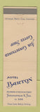 Matchbook Cover - Hotel Barton Indianapolis IN