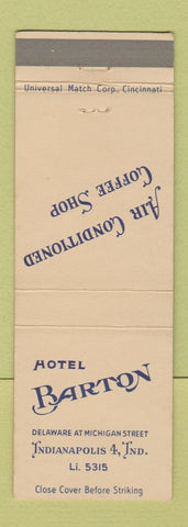 Matchbook Cover - Hotel Barton Indianapolis IN