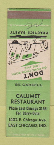 Matchbook Cover - Calumet Restaurant East Chicago IN SAMPLE WEAR