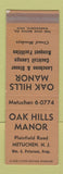Matchbook Cover - Oak Hills Manor Metuchen NJ SAMPLE