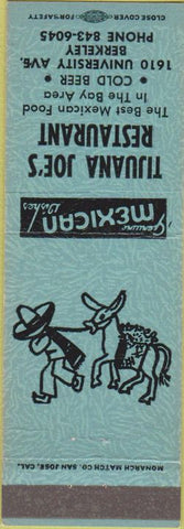 Matchbook Cover - Tijuana Joe's Restaurant Berkeley CA blue