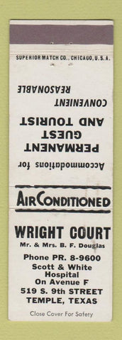 Matchbook Cover - Wright Court Motel Temple TX