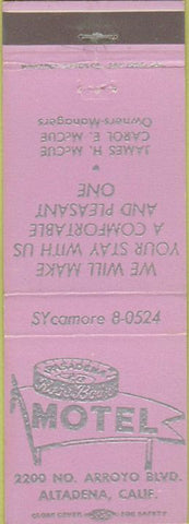 Matchbook Cover - Rose Bowl Motel altadena CA lavender