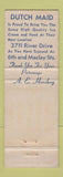 Matchbook Cover - Dutch Maid Harrisburg PA AE Hershey WORN