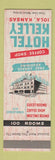 Matchbook Cover - Hotel Kelley Iola KS
