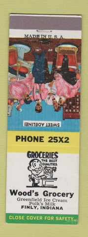 Matchbook Cover - Wood's Grocery Finly IN Barber Shop Quartet