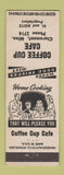 Matchbook Cover - Coffee Cup Cafe Claremont MN low phone # Meitz
