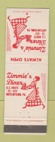 Matchbook Cover - Zimmie's Diner Mifflintown PA WEAR