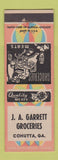 Matchbook Cover - JA Garrett Grocery Cohutta GA