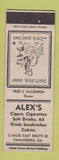 Matchbook Cover - Alex's Cigars Restaurant Cabins Swainsboro GA WHITE