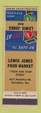 Matchbook Cover - Lewis Jones Food Markets Grocery Columbus GA