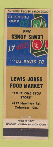 Matchbook Cover - Lewis Jones Food Markets Grocery Columbus GA