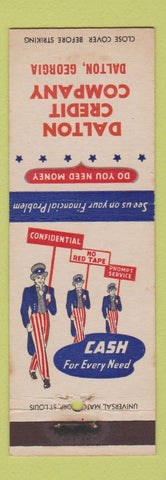 Matchbook Cover - Dalton Credit Company Dalton GA Uncle Sam