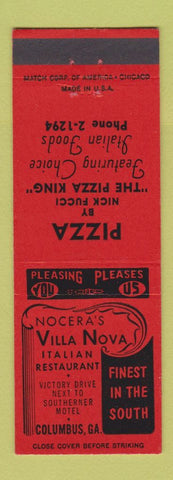 Matchbook Cover - Nocera's Villa Nova Italian Pizza Columbus GA RED