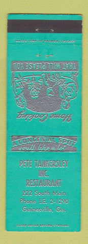 Matchbook Cover - Pete Tankersley Restaurant Gainesville GA